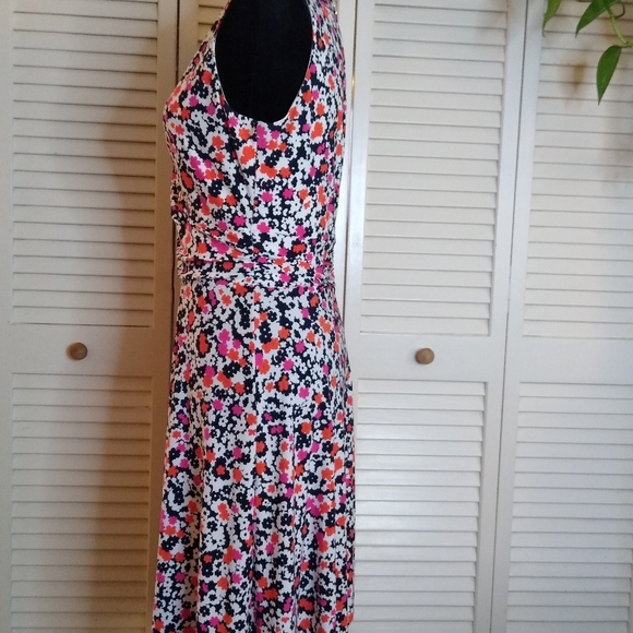 Tommy Hilfiger Floral Wrap Dress Sleeveless V-Neck Fit & Flare Pink Orange Size - Picture 9 of 12